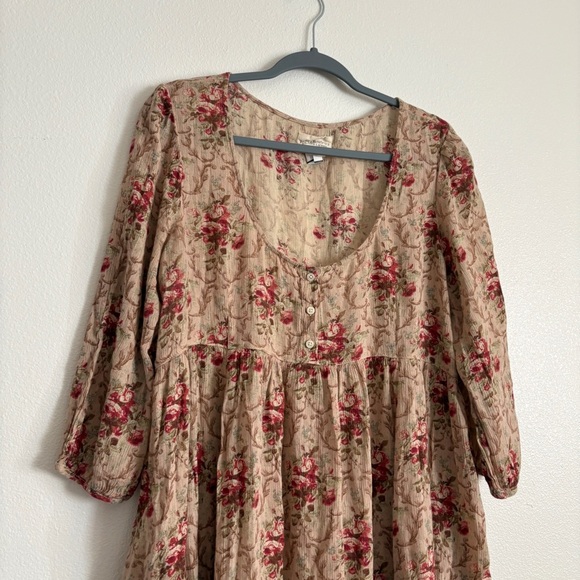 Ralph Lauren Denim & Supply Floral Red and Tan Gauze Dress. Size Large Spring. - Picture 3 of 13